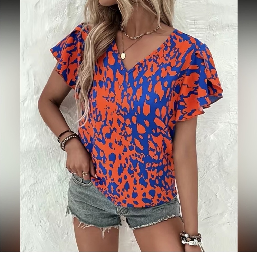 Cute ruffle sleeves blouse